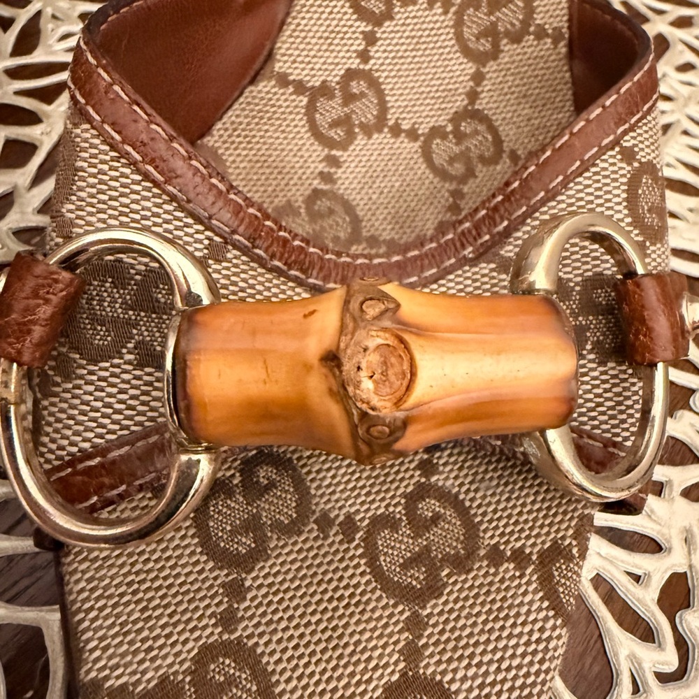 Vintage Gucci Brown Bamboo Logo Mules - Picture 10 of 15